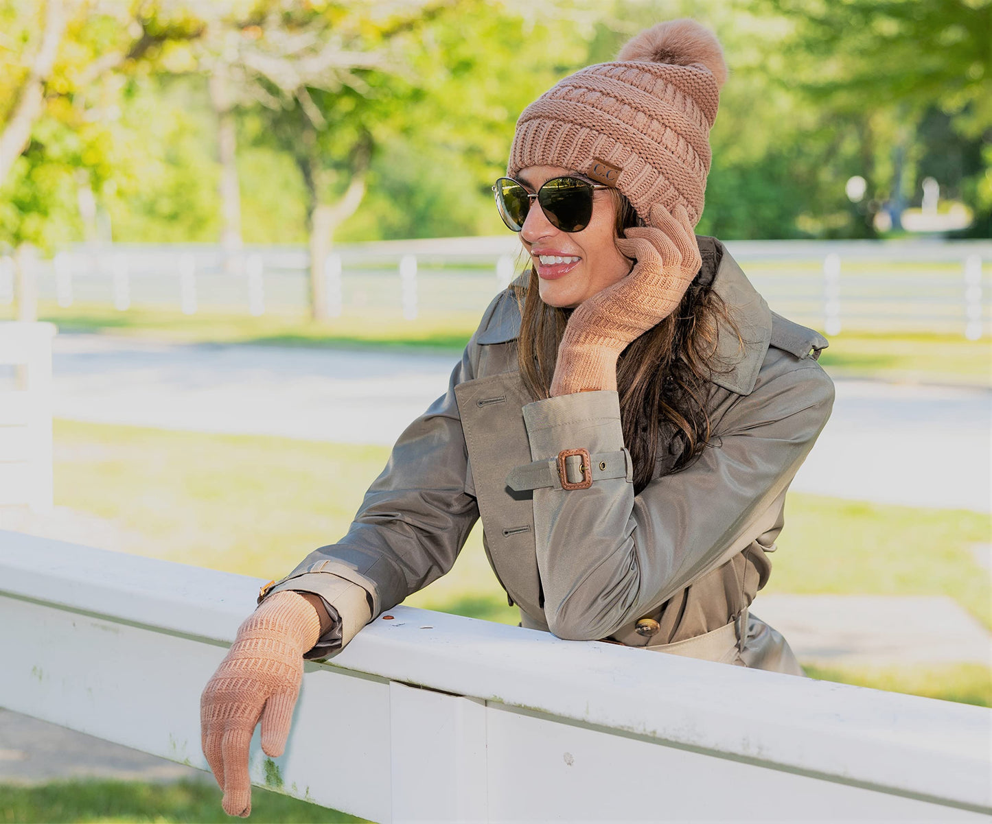 Pom Beanie & Lined Gloves Set (Matching Pom) by Funky Junque