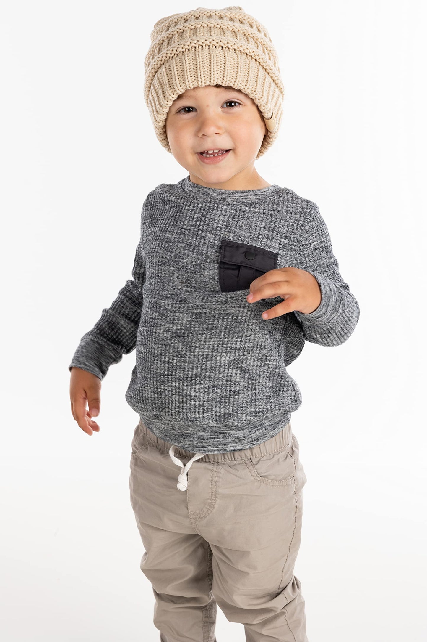 Big Kids Solid Ribbed Beanie Hat