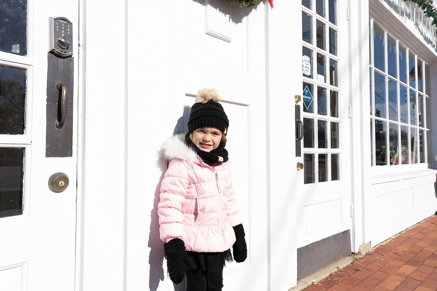 Kids Matching Pom Beanie, Neck Warmer & Mittens Set by Funky Junque