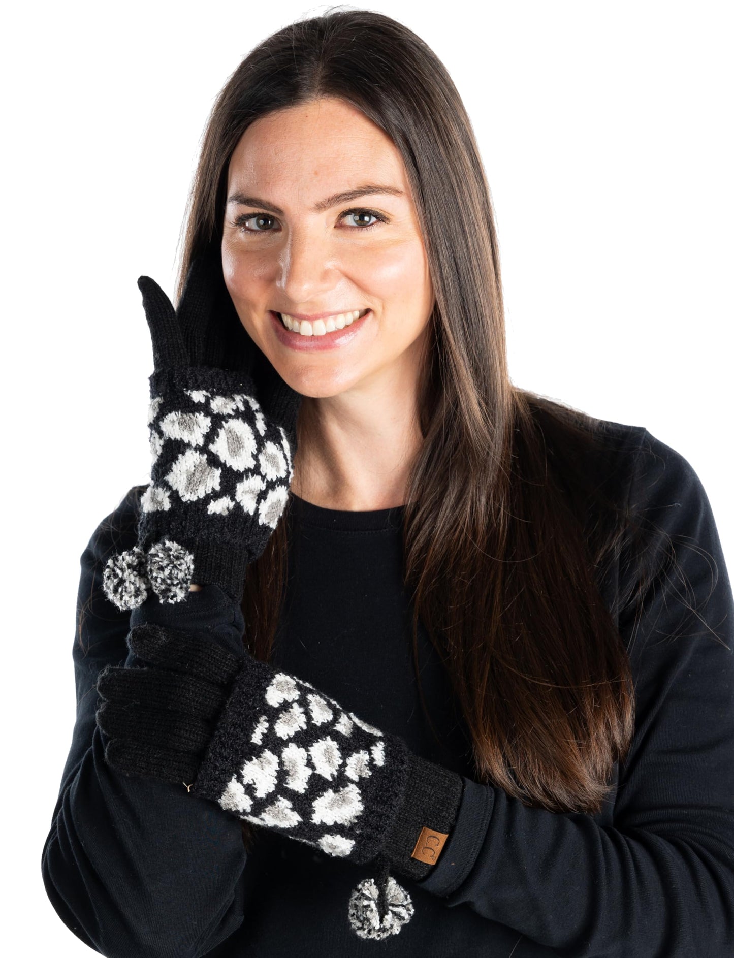 Leopard Print Pom Gloves by Funky Junque