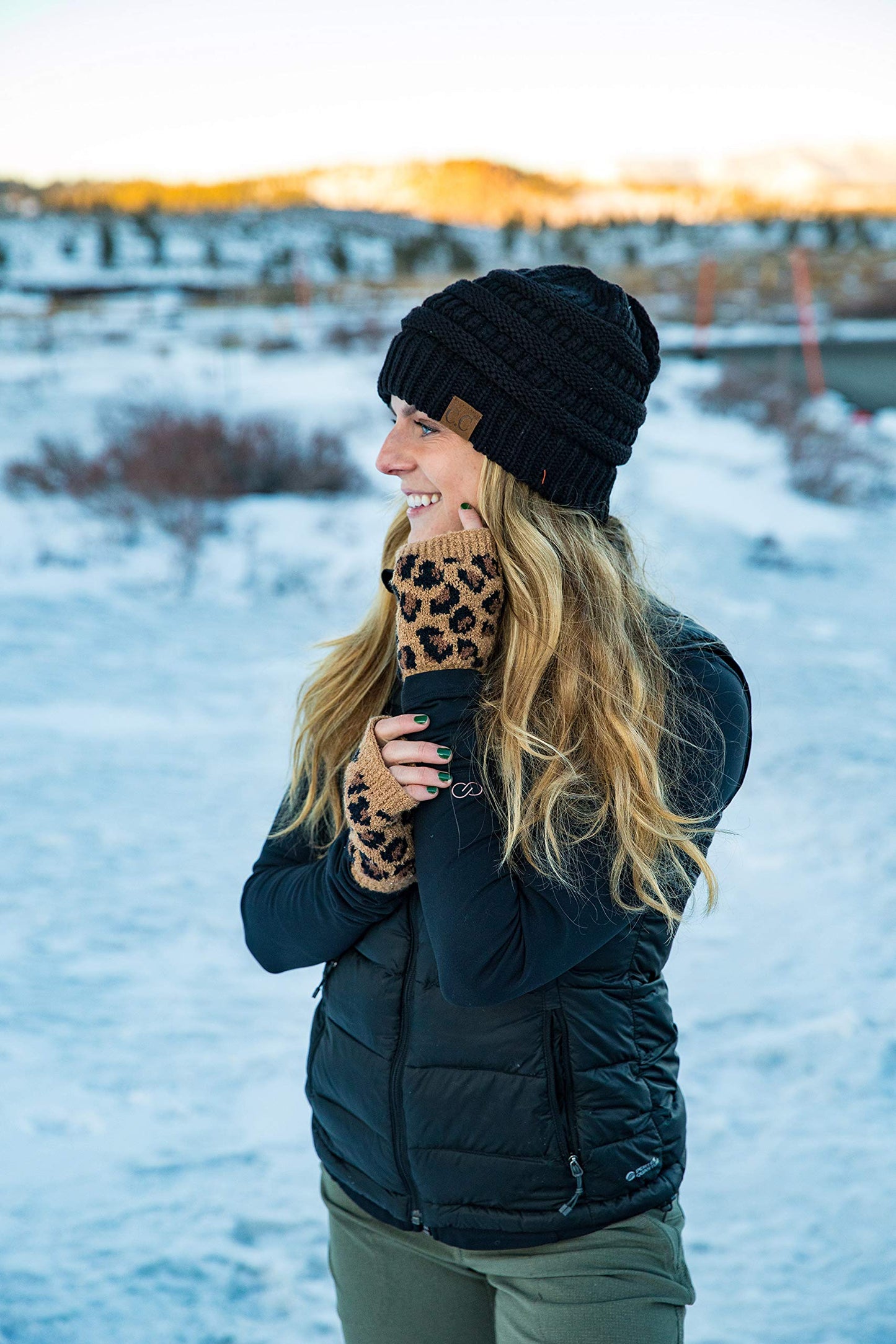 Leopard Print Pom Gloves by Funky Junque