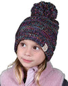 C.C. Kid's Classic Fit Cable Knit Beanie W/ Pom - Tricolor
