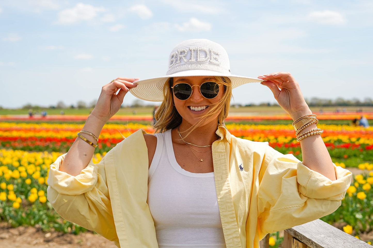 Bridal Wide Brim Floppy Sun Hat by Funky Junque