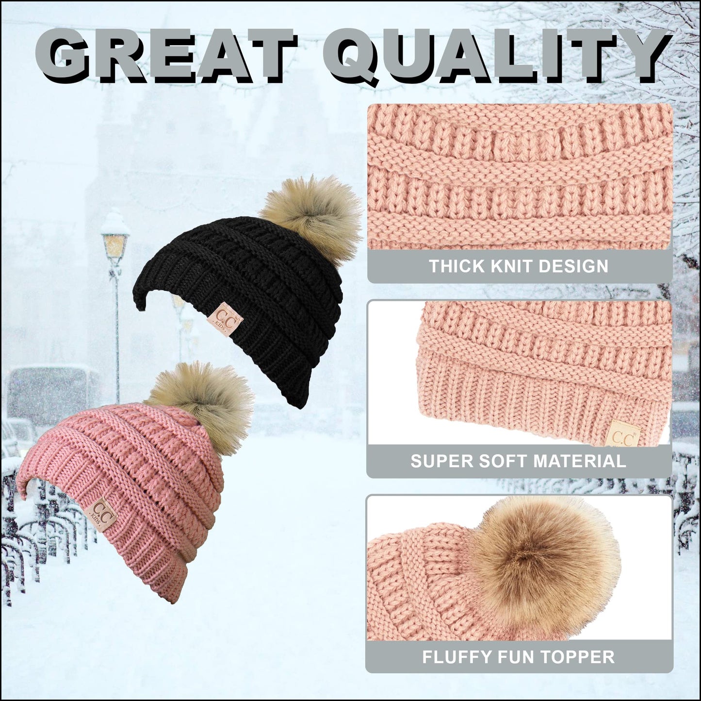 Kids Pom Beanie by Funky Junque