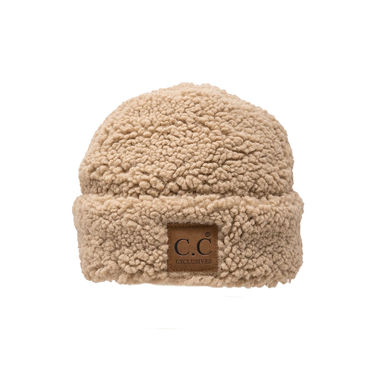 Women's Fuzzy Faux Wool Sherpa Double Layered Cuff Plush Beanie