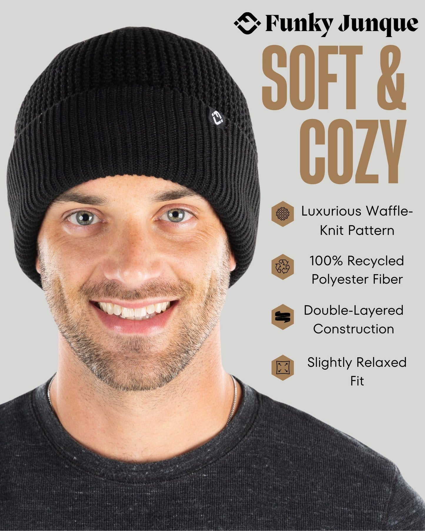 Waffle Knit Double Layer Beanie by Funky Junque