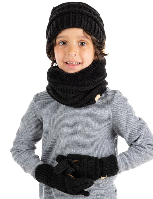 Kids Beanie, Neck Warmer & Gloves Matching Set by Funky Junque