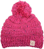 C.C. Kid's Classic Fit Cable Knit Beanie W/ Pom - Confetti