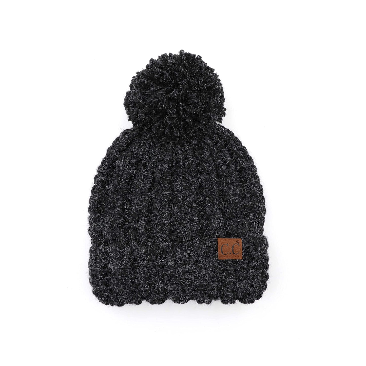 Chunky Knit Jumbo Yarn Pom Beanie by Funky Junque