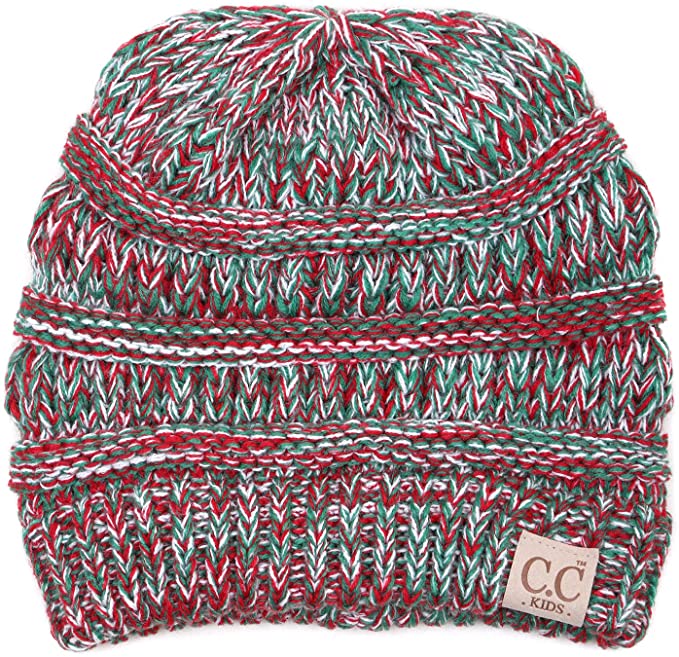 C.C. Kid's Classic Fit Cable Knit Beanie - Tricolor