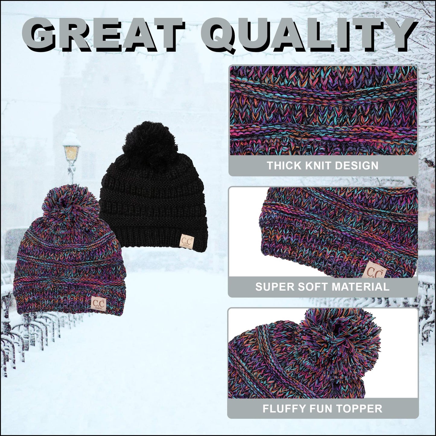 Kids Pom Beanie by Funky Junque