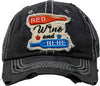 Distressed Patch Hat - Red, Wine, & Blue