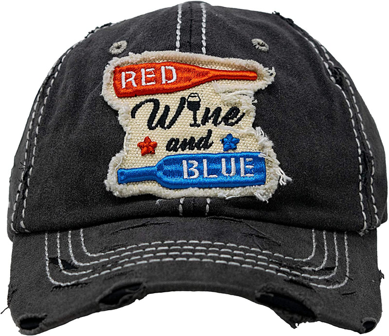 Distressed Patch Hat - Red, Wine, & Blue