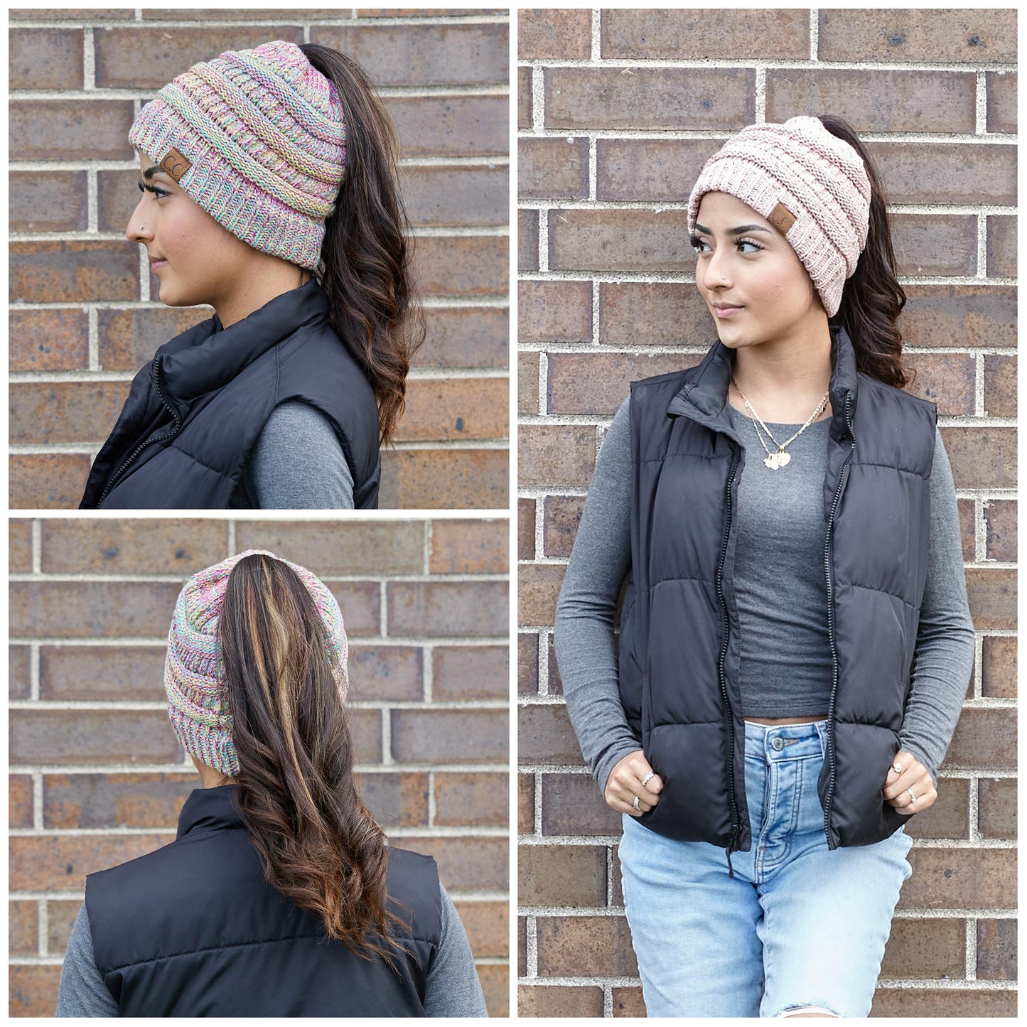 Ponytail Beanie & Gloves Matching Set by Funky Junque