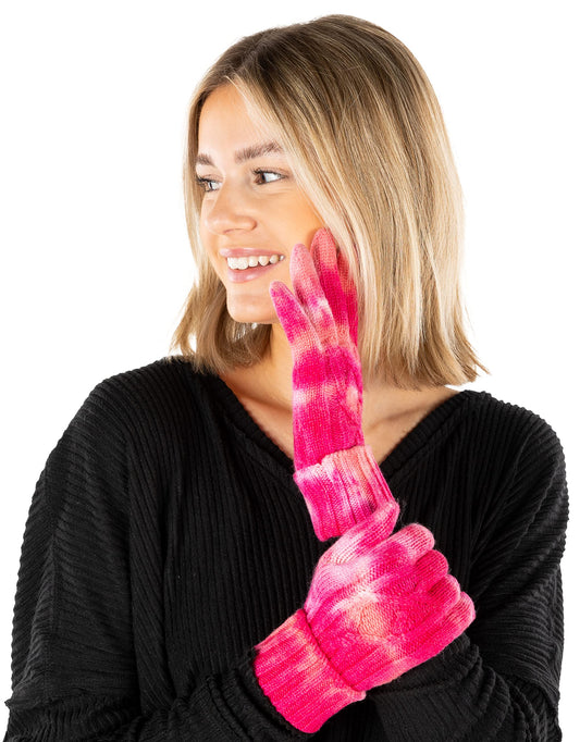 Tie Dye Cable Knit Gloves by Funky Junque