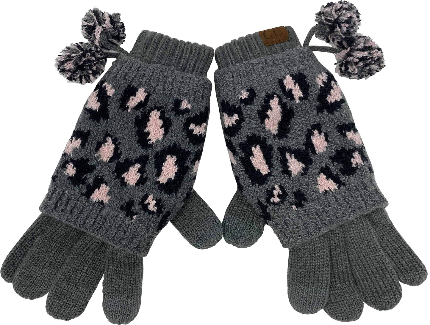 Leopard Print Pom Gloves by Funky Junque