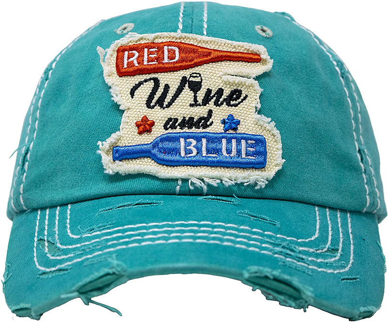 Distressed Patch Hat - Red, Wine, & Blue
