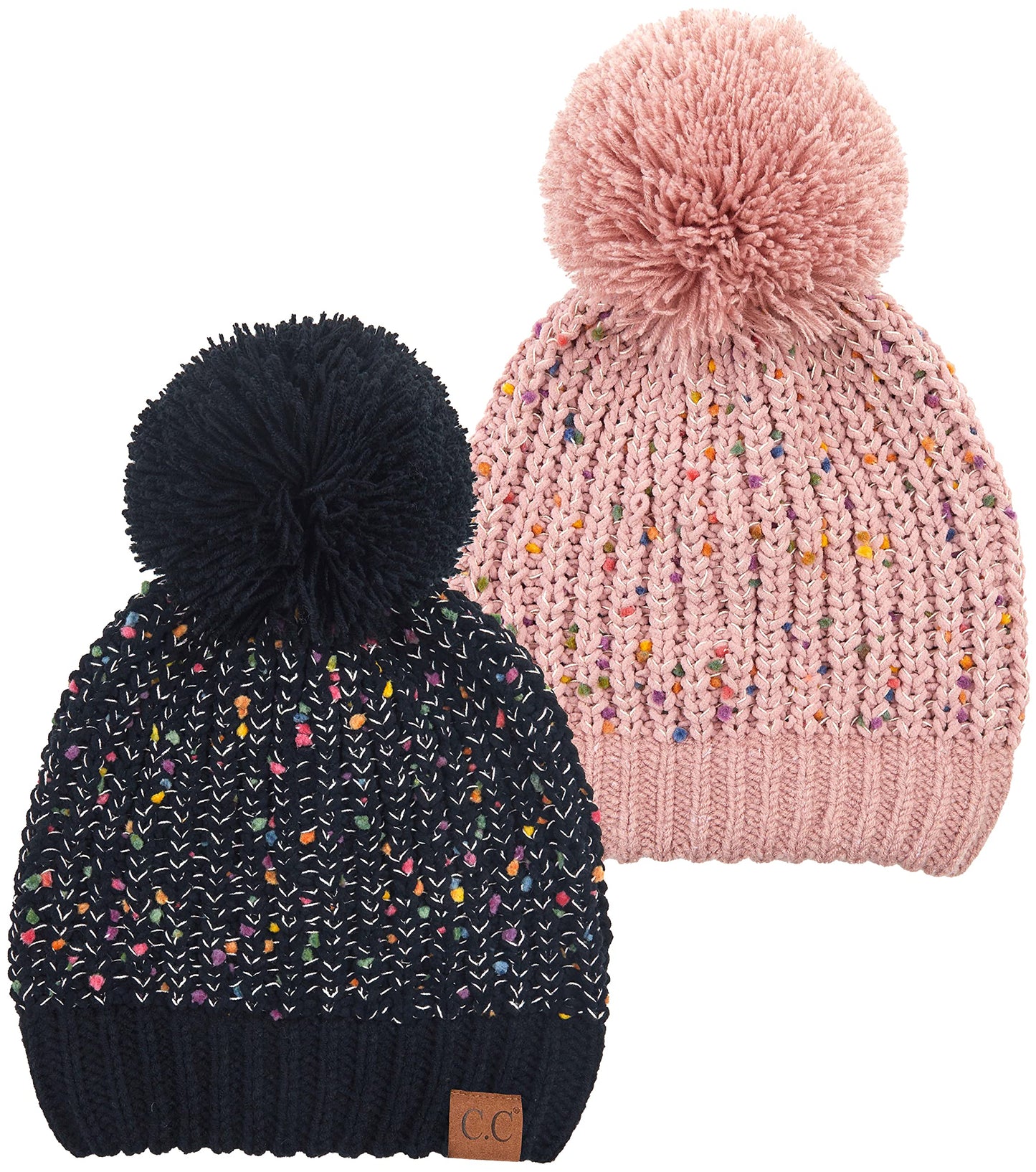 Chenille Confetti Knit Pom Beanie by Funky Junque