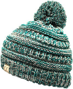C.C. Kid's Classic Fit Cable Knit Beanie W/ Pom - 4-Tone