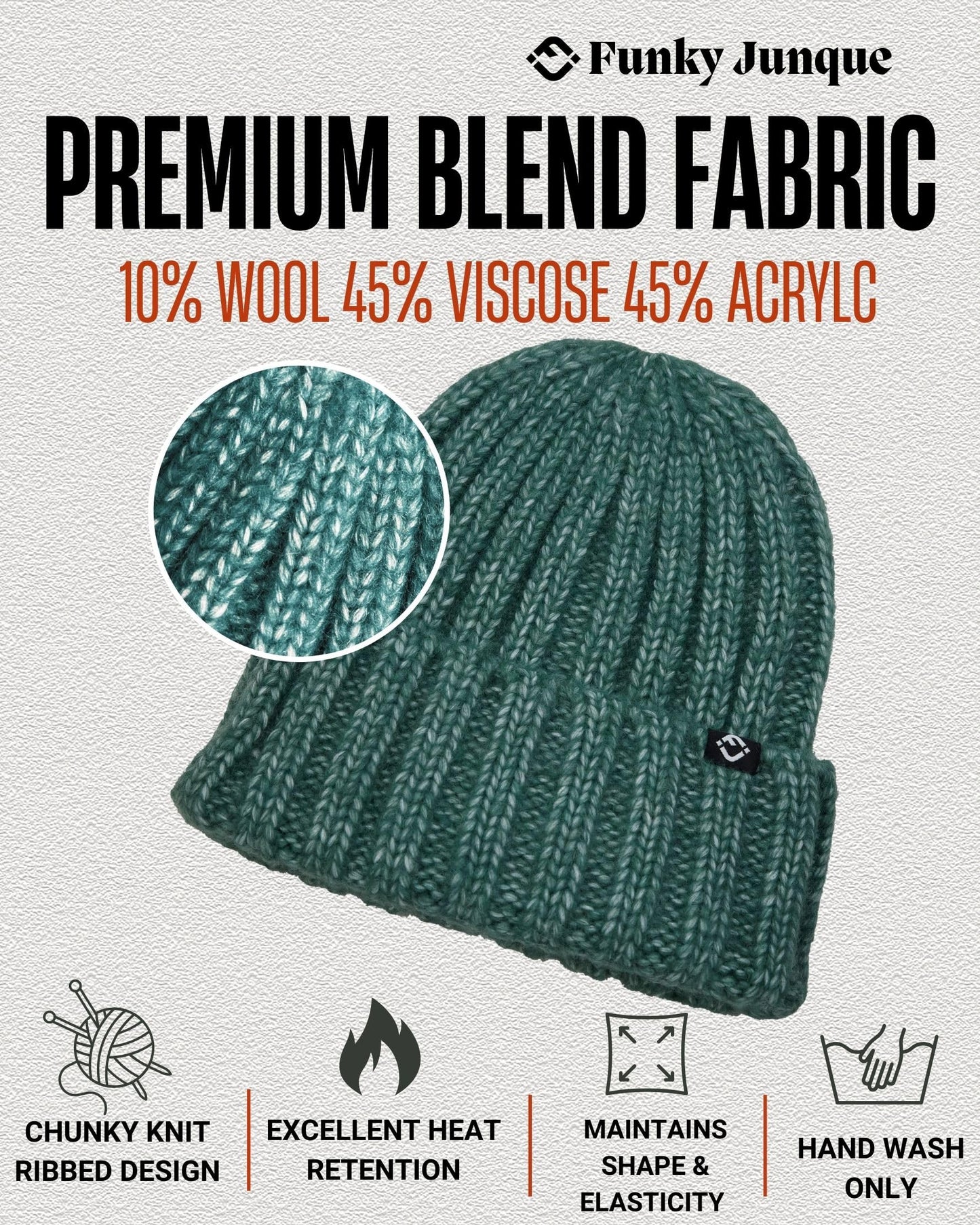 Wool Blend Ribbed Beanie by Funky Junque