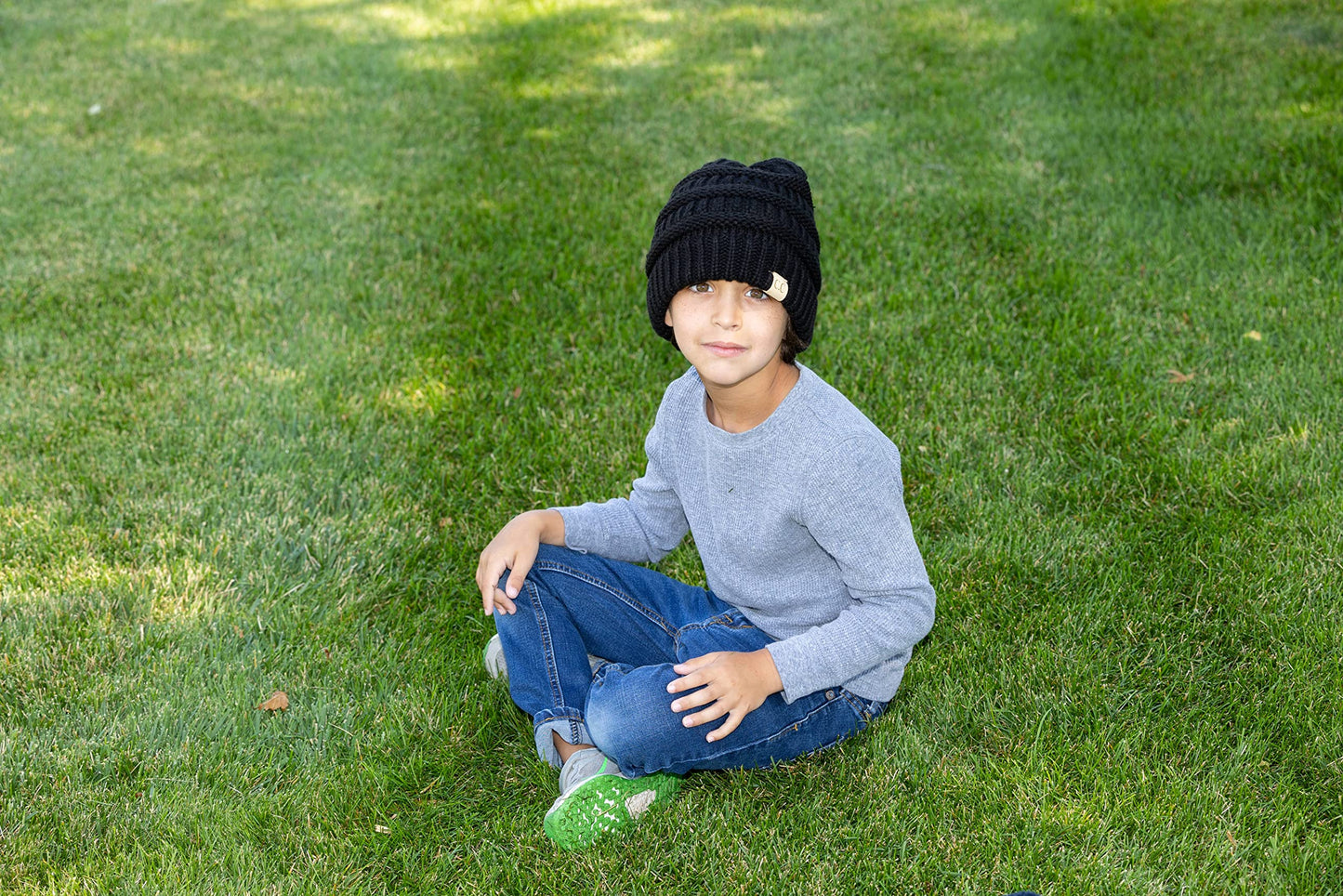 Big Kids Solid Ribbed Beanie Hat