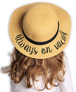 C.C Girls Embroidered Sun Hat - Always on Vacay (Natural)