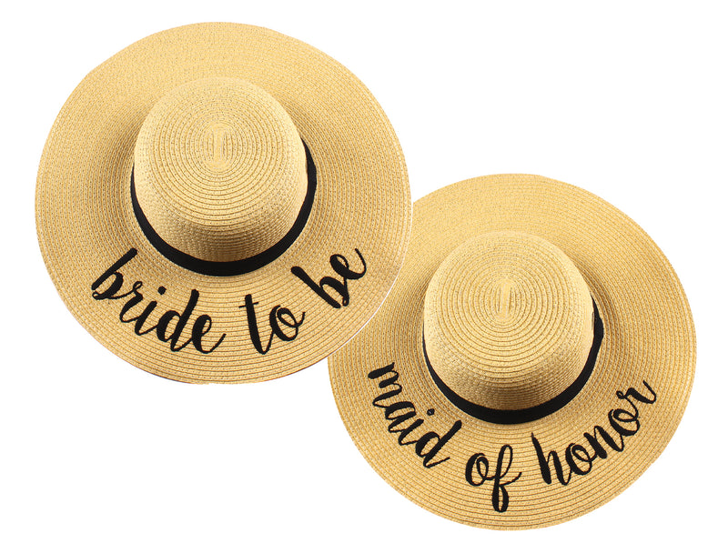 C.C Embroidered Sun Hat Duo - Bride to Be & Maid of Honor