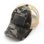 Washed Trucker Hat w/ American Flag