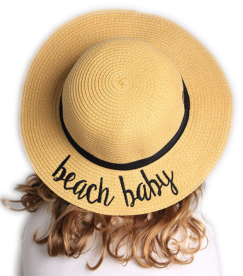 C.C Girls Embroidered Sun Hat - Beach Baby (Natural)