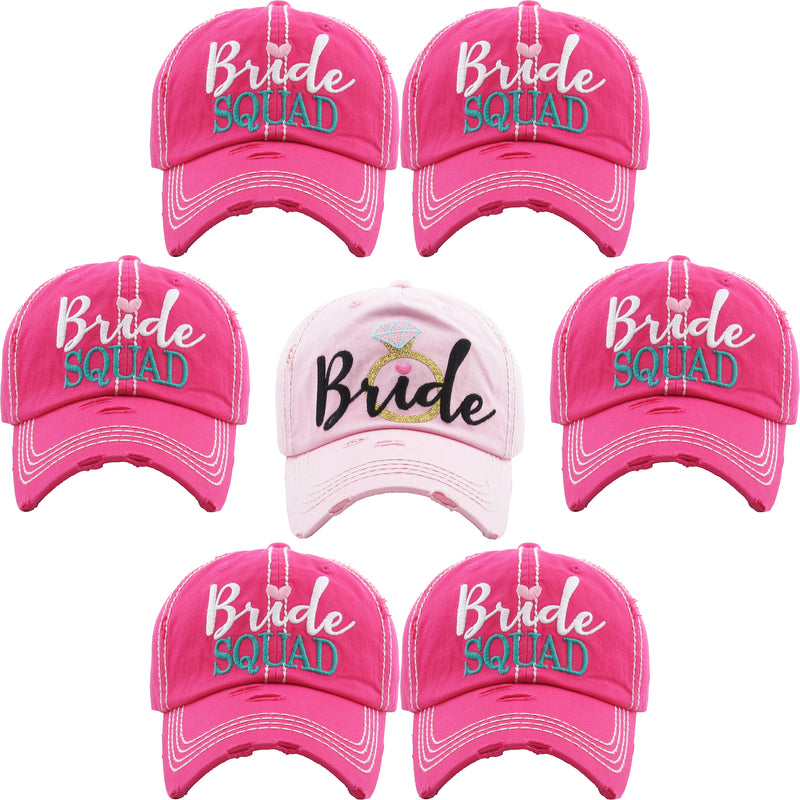 Bundle: BRIDE RING (Lt. Pink), 6 BRIDE SQUAD (Hot Pink)