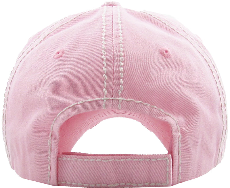Distressed Bridal Baseball Cap- Bride w/Ring - Light Pink w/BLK