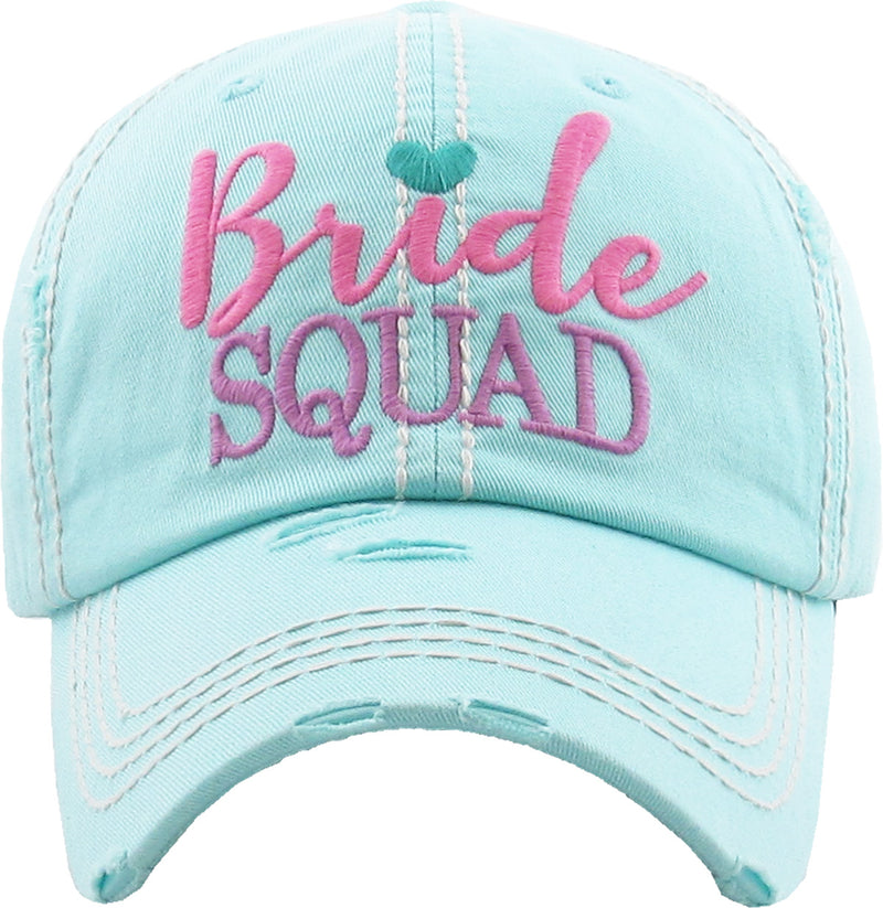 Distressed Bridal Baeball Cap - Bride Squad - MINT