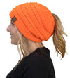 C.C. BeanieTail Women's Ponytail Cable Knit Beanie - Neon