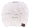 C.C. BeanieTail Women's Ponytail Cable Knit Beanie - Sequin
