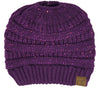 C.C. BeanieTail Women's Ponytail Cable Knit Beanie - Sequin