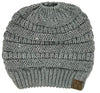 C.C. BeanieTail Women's Ponytail Cable Knit Beanie - Sequin