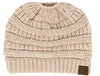 C.C. BeanieTail Women's Ponytail Cable Knit Beanie - Sequin