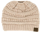 C.C. BeanieTail Women's Ponytail Cable Knit Beanie - Sequin