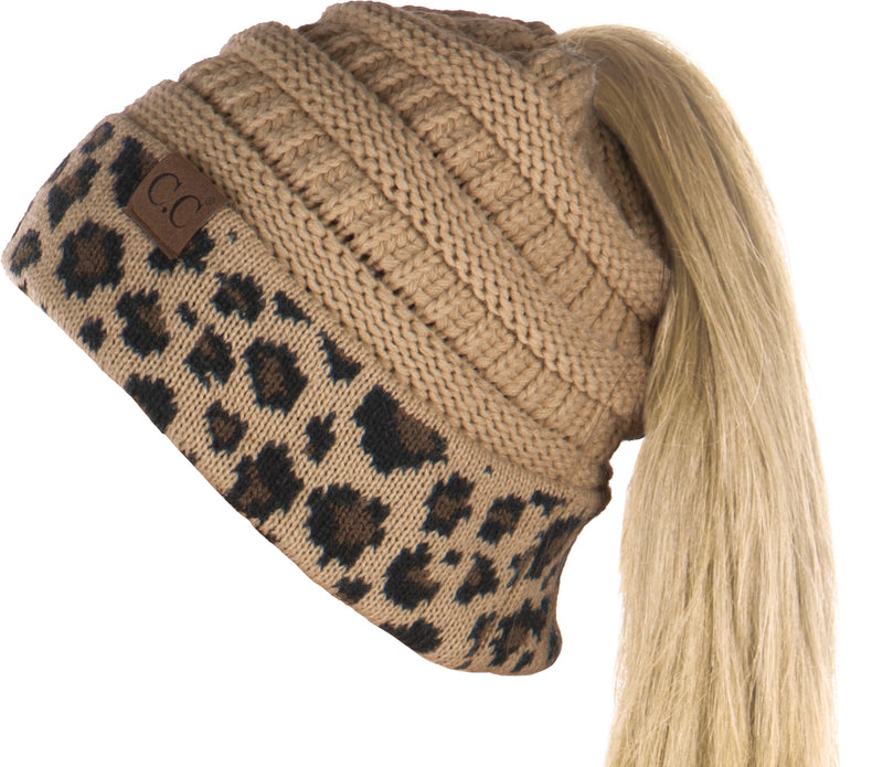 C.C. BeanieTail Women's Ponytail Cable Knit Beanie - Patterns