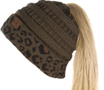 C.C. BeanieTail Women's Ponytail Cable Knit Beanie - Patterns