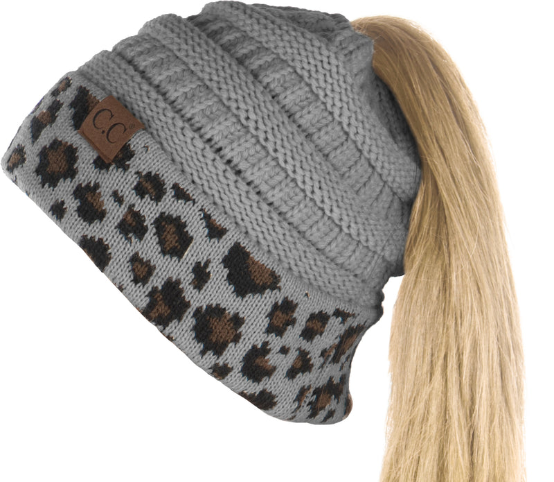 C.C. BeanieTail Women's Ponytail Cable Knit Beanie - Patterns