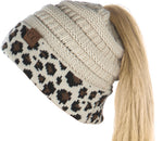 C.C. BeanieTail Women's Ponytail Cable Knit Beanie - Patterns