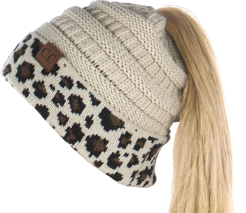 C.C. BeanieTail Women's Ponytail Cable Knit Beanie - Patterns