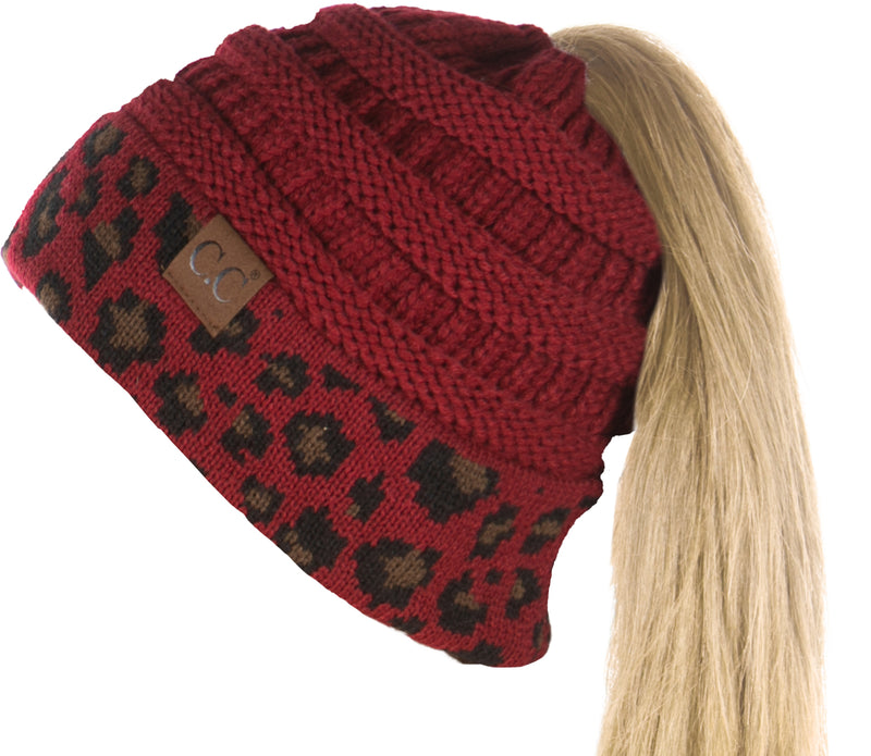 C.C. BeanieTail Women's Ponytail Cable Knit Beanie - Patterns