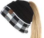 C.C. BeanieTail Women's Ponytail Cable Knit Beanie - Patterns