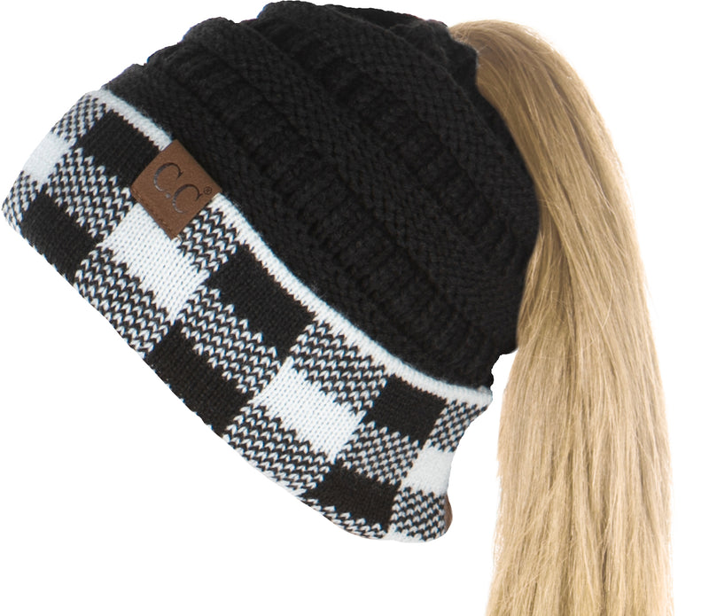 C.C. BeanieTail Women's Ponytail Cable Knit Beanie - Patterns