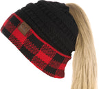 C.C. BeanieTail Women's Ponytail Cable Knit Beanie - Patterns