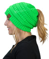 C.C. BeanieTail Women's Ponytail Cable Knit Beanie - Neon