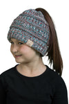 C.C. Kid's BeanieTail Ponytail Cable Knit Beanie - 4 Tone