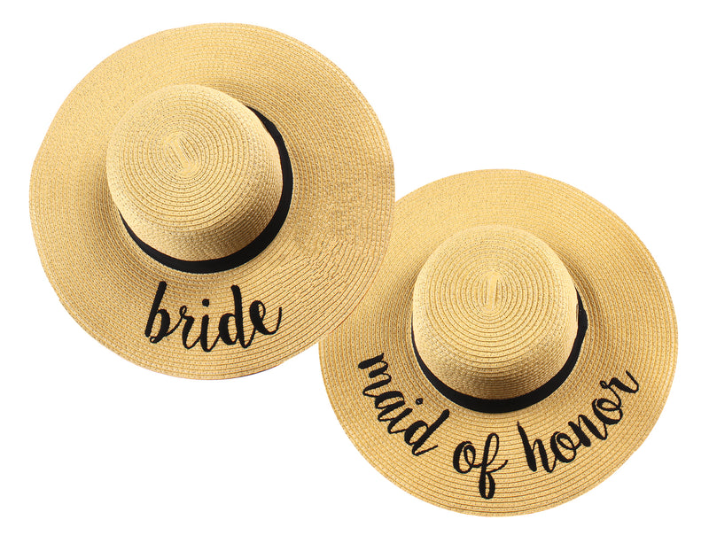 C.C Embroidered Sun Hat Duo - Bride & Maid of Honor